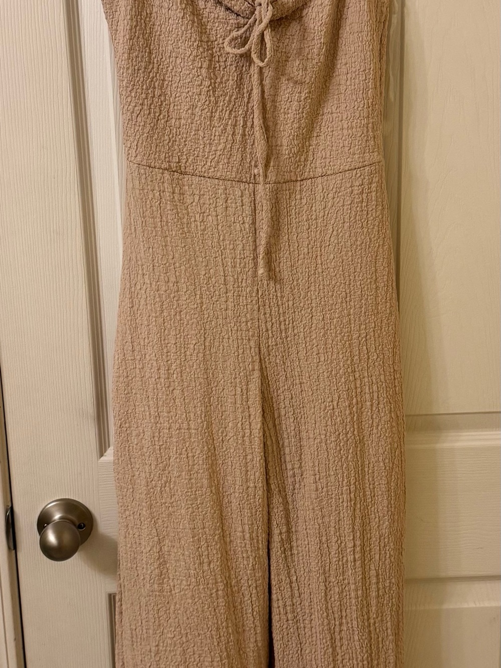 See You Monday Neutral Taupe Textured Wide-Leg Jumpsuit